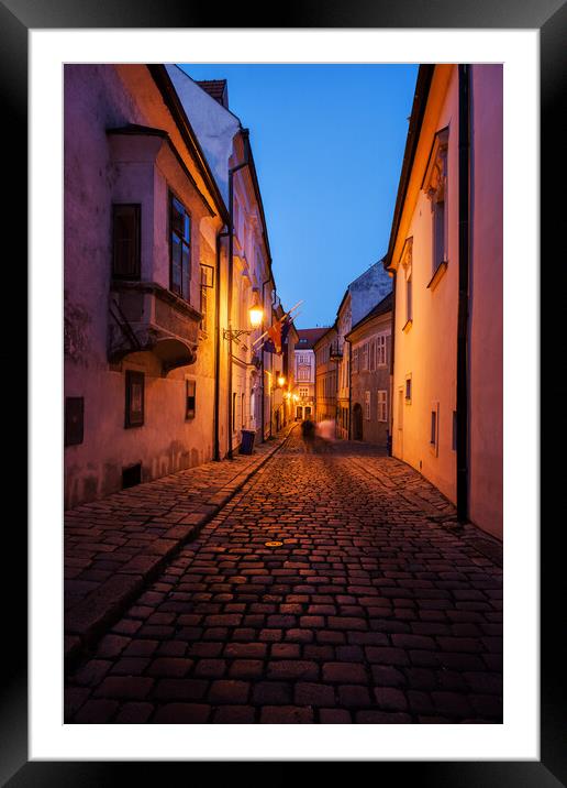Old Town by Night in Bratislava City Framed Mounted Print by Artur Bogacki
