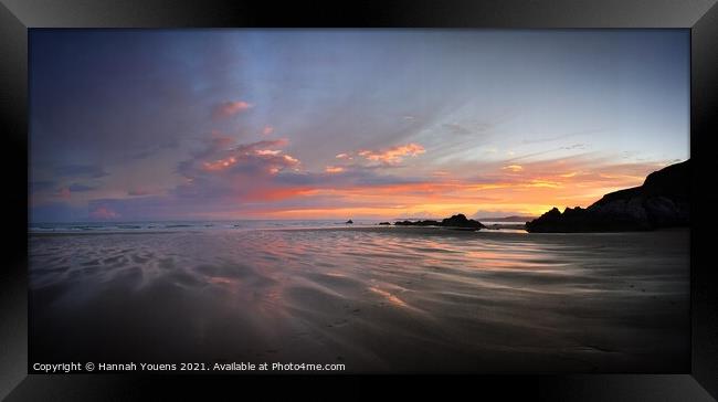 Sunset At Whitsand Bay Framed Print by Hannah Youens