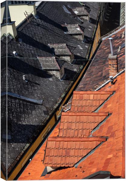 Red And Black Tile House Roof Canvas Print by Artur Bogacki