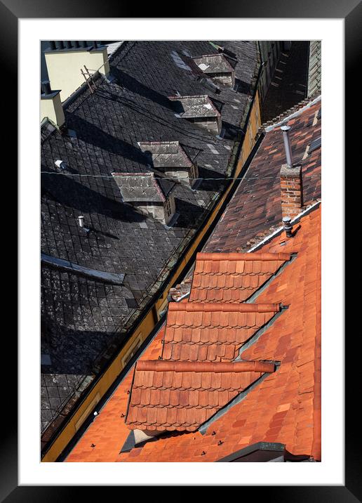 Red And Black Tile House Roof Framed Mounted Print by Artur Bogacki