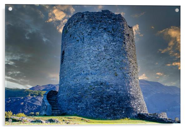 Dolbadarn Castle Llanberis as the sunrises  Acrylic by Phil Longfoot
