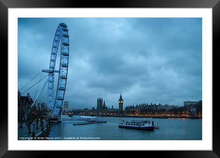 London Eye at Dusk Framed Mounted Print by Brian Pierce