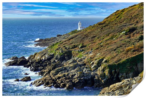 Tater Du Lighthouse, West Cornwall Print by Brian Pierce