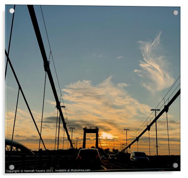 Tamar Bridge at Sunset Acrylic by Hannah Youens