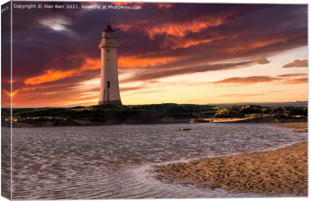 Wirral Lighthouse Sunset  Canvas Print by Alan Barr