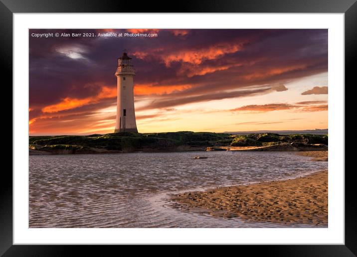 Wirral Lighthouse Sunset  Framed Mounted Print by Alan Barr
