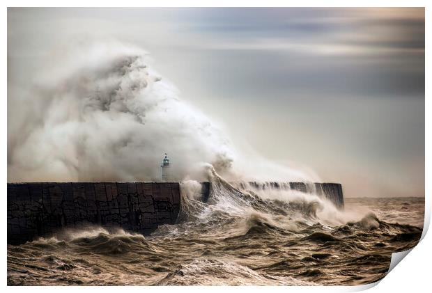 Newhaven Lighthouse in Storm Print by Judith Stewart