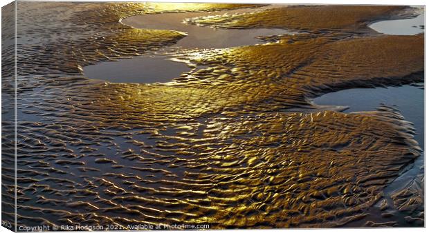 Golden ripple patterns, Gwithian beach, Hayle, Eng Canvas Print by Rika Hodgson