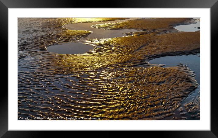 Golden ripple patterns, Gwithian beach, Hayle, Eng Framed Mounted Print by Rika Hodgson