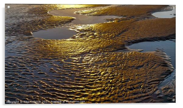 Golden ripple patterns, Gwithian beach, Hayle, Eng Acrylic by Rika Hodgson