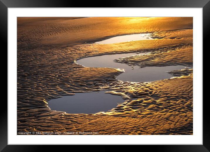 Golden patterns in the sand, Gwithian Beach, Hayle Framed Mounted Print by Rika Hodgson