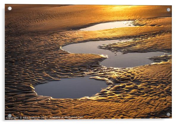 Golden patterns in the sand, Gwithian Beach, Hayle Acrylic by Rika Hodgson