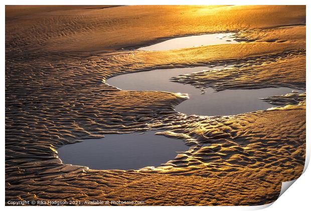 Golden patterns in the sand, Gwithian Beach, Hayle Print by Rika Hodgson