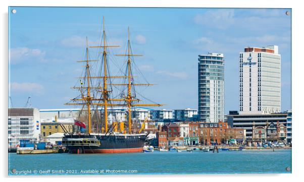 HMS Warrior at Portsmouth Acrylic by Geoff Smith
