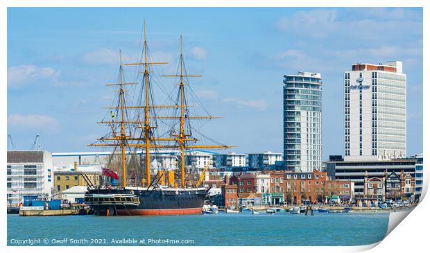 HMS Warrior at Portsmouth Print by Geoff Smith