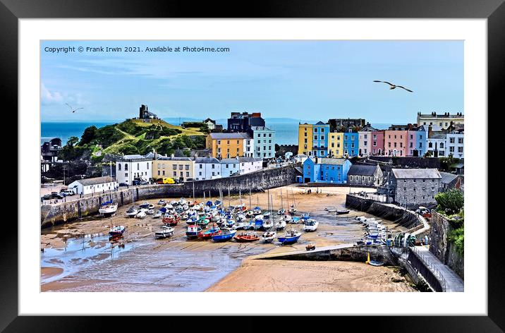 The beautiful Tenby harbour with the tide out Framed Mounted Print by Frank Irwin