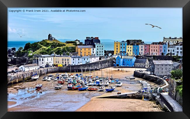 The beautiful Tenby harbour with the tide out Framed Print by Frank Irwin