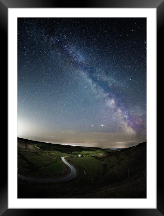 Milky Way over Cuckmere Haven Framed Mounted Print by Judith Stewart