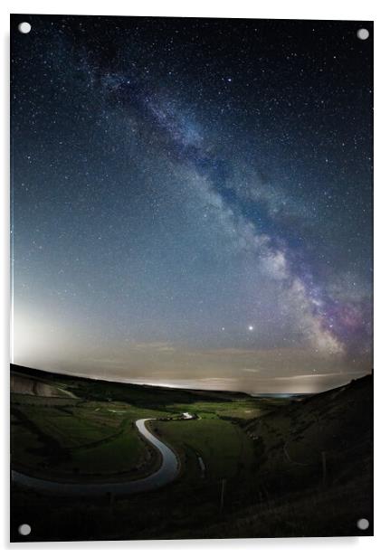 Milky Way over Cuckmere Haven Acrylic by Judith Stewart