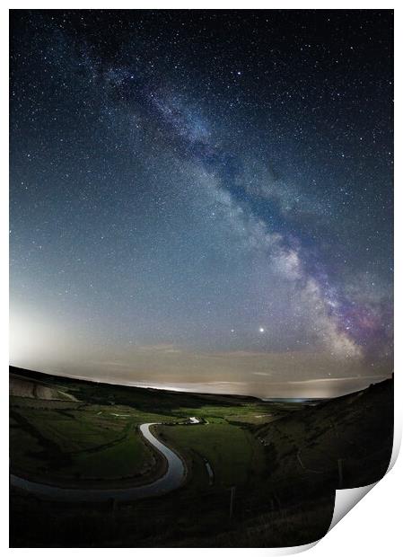 Milky Way over Cuckmere Haven Print by Judith Stewart
