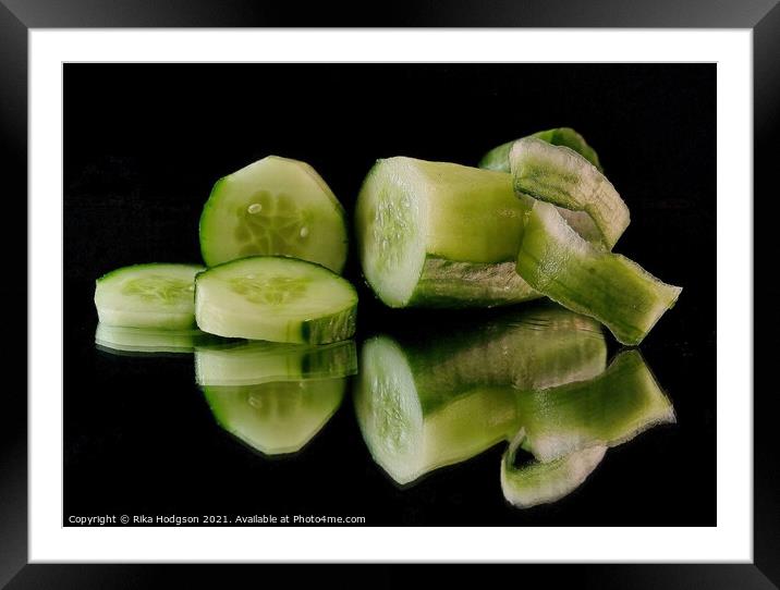 Fresh Cucumber slices, salad   Framed Mounted Print by Rika Hodgson