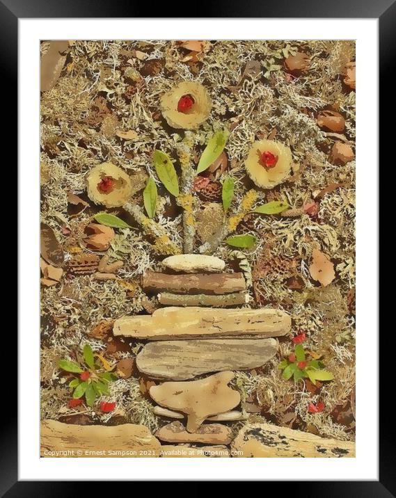 Abstract Floral Organic Collage Framed Mounted Print by Ernest Sampson