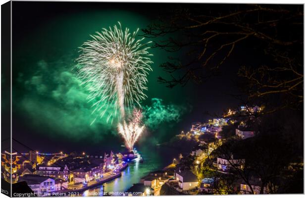 Dark green fireworks of Looe Cornwall Canvas Print by Jim Peters