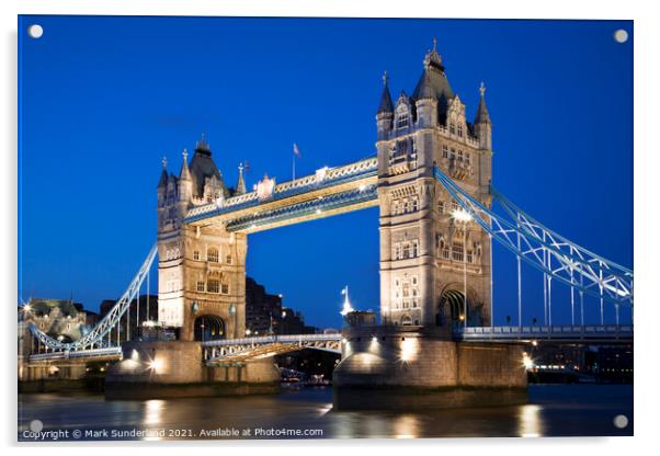 Tower Bridge over the River Thames at Dusk Acrylic by Mark Sunderland
