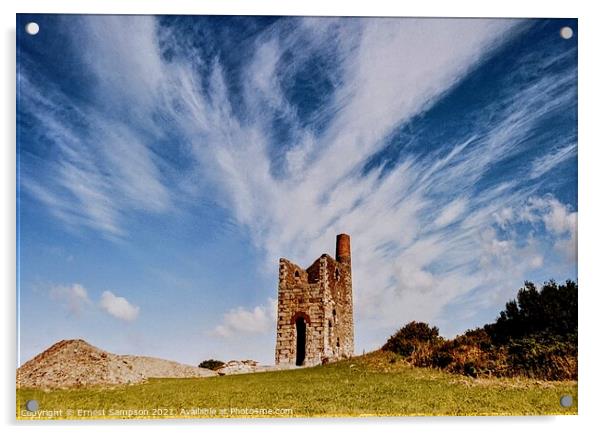 Wheal Uny Tin Mine Engine House, Redruth Cornwall. Acrylic by Ernest Sampson