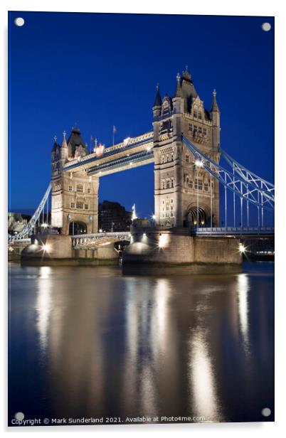 Tower Bridge over the River Thames at Dusk Acrylic by Mark Sunderland