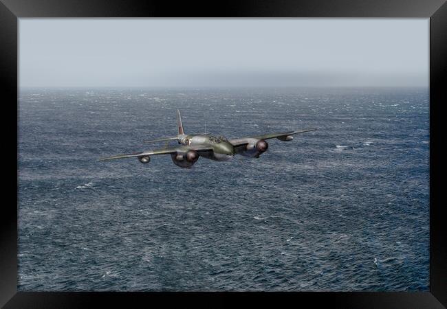 Armed reconnaissance Mosquito over the North Sea Framed Print by Gary Eason