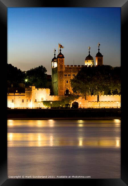 The Tower of London and The River Thames at Dusk London England Framed Print by Mark Sunderland