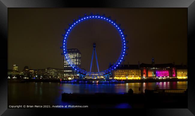 London Eye at Night Framed Print by Brian Pierce