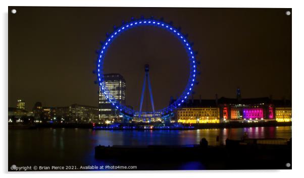 London Eye at Night Acrylic by Brian Pierce