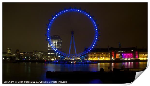 London Eye at Night Print by Brian Pierce