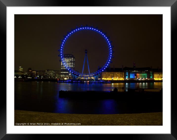 London Eye at Night  Framed Mounted Print by Brian Pierce