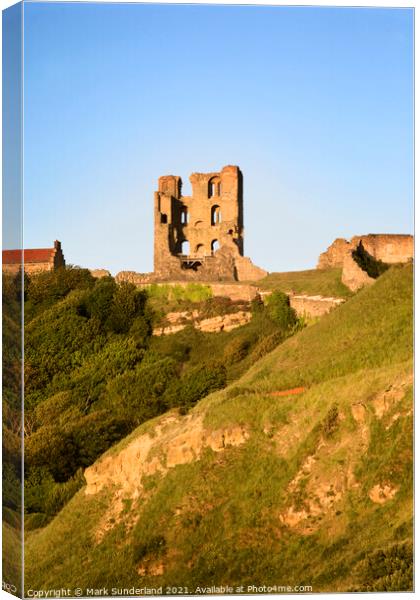 Scarborough Castle at Sunset Canvas Print by Mark Sunderland
