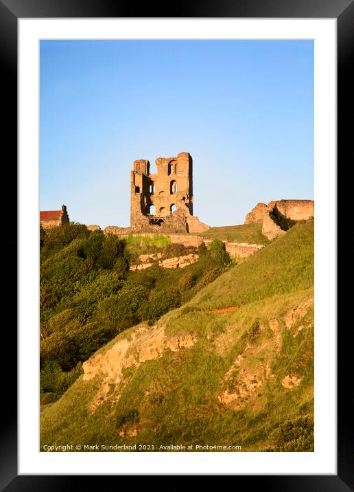 Scarborough Castle at Sunset Framed Mounted Print by Mark Sunderland
