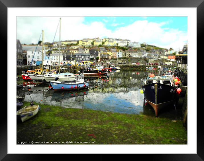 Mevagissey harbour Cornwall St Austell 404  Framed Mounted Print by PHILIP CHALK