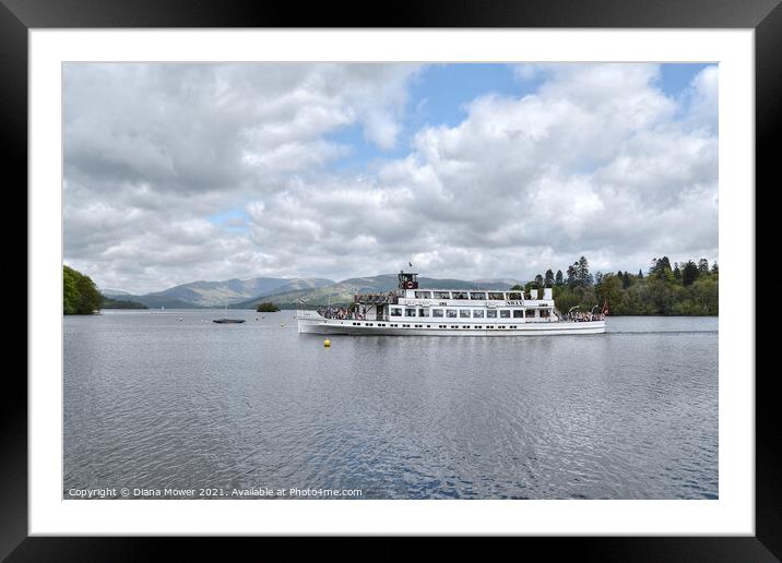 The MV Swan Cruising on Lake Windermere Framed Mounted Print by Diana Mower