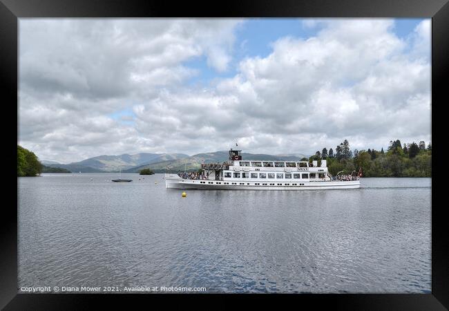 The MV Swan Cruising on Lake Windermere Framed Print by Diana Mower