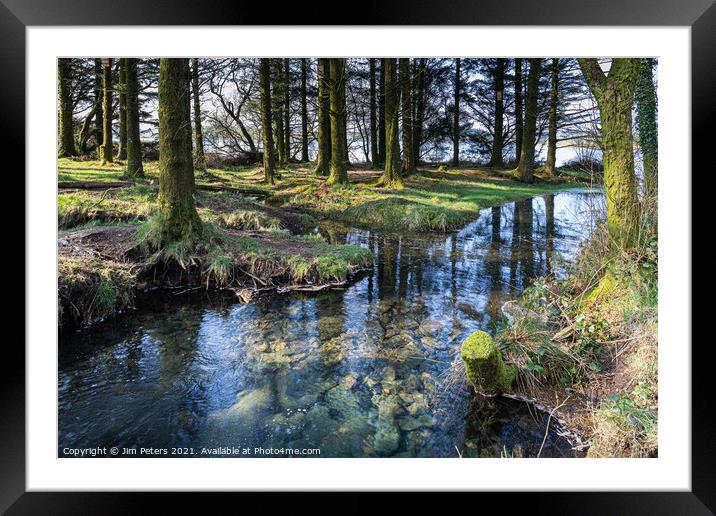 Stream leading into Siblyback Lake Cornwall  Framed Mounted Print by Jim Peters