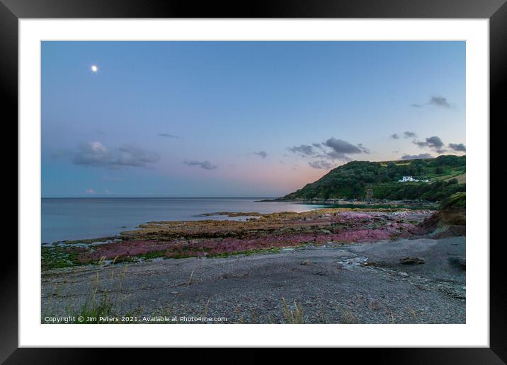 Talland Bay under the Moonlight  Framed Mounted Print by Jim Peters