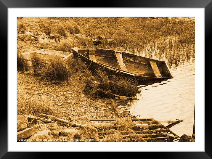 Abandoned rowing boat, Llyn y Glader Framed Mounted Print by Graham Lathbury