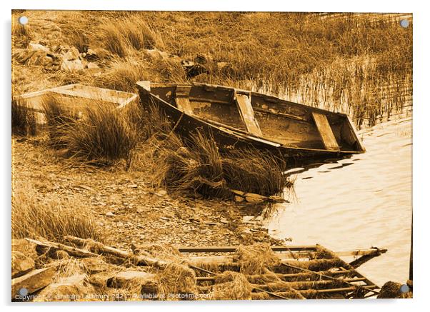 Abandoned rowing boat, Llyn y Glader Acrylic by Graham Lathbury