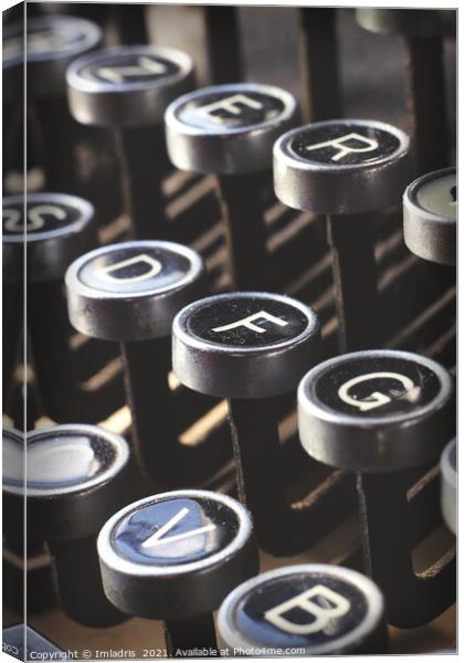 Vintage azerty typewriter keys in close up Canvas Print by Imladris 