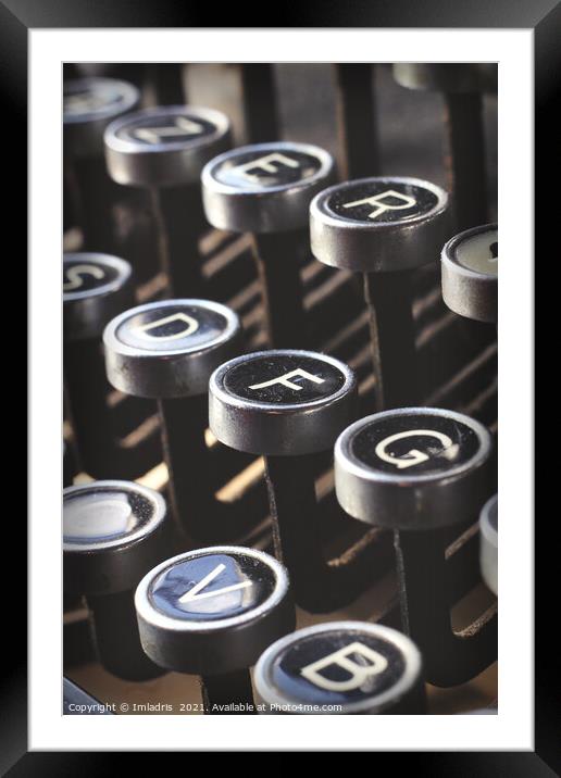 Vintage azerty typewriter keys in close up Framed Mounted Print by Imladris 