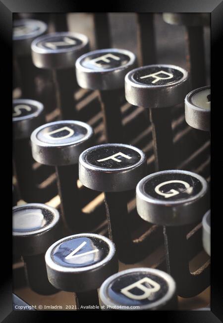 Vintage azerty typewriter keys in close up Framed Print by Imladris 