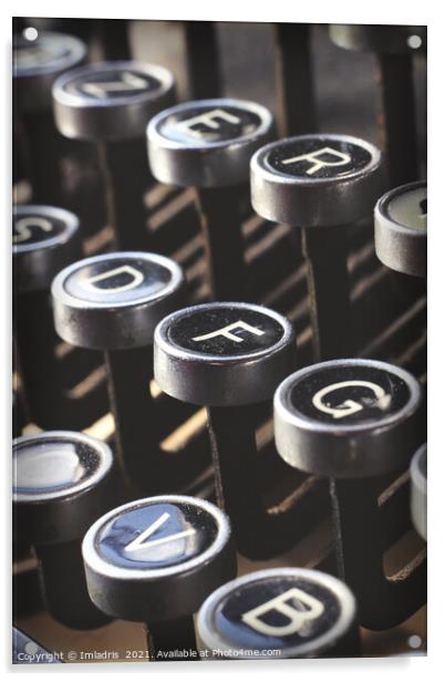 Vintage azerty typewriter keys in close up Acrylic by Imladris 