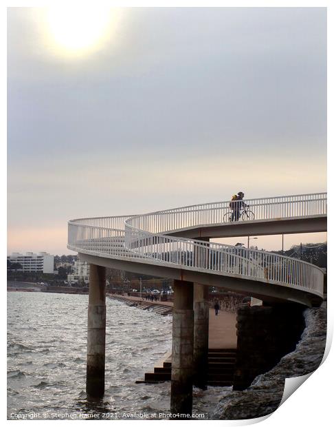  Cyclist crossing the Seafront Bridge Print by Stephen Hamer